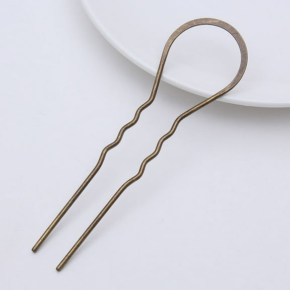 LEORX Wavy Hair Stick U Pin Metal 10Pcs 4.1In For Women And Girls Ancient Bronze