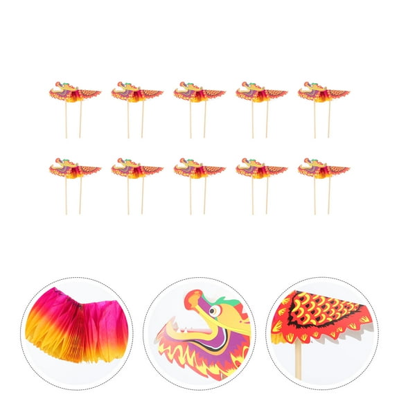 LEORX 10 Sets Dragon Crafts for Kids with Paper Material for Hand-eye Coordination