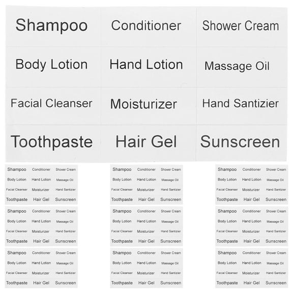 LEORX White Paper Sub Bottle Decals for Cosmetics and Shampoo Dispensers with Writable Reminder Notes