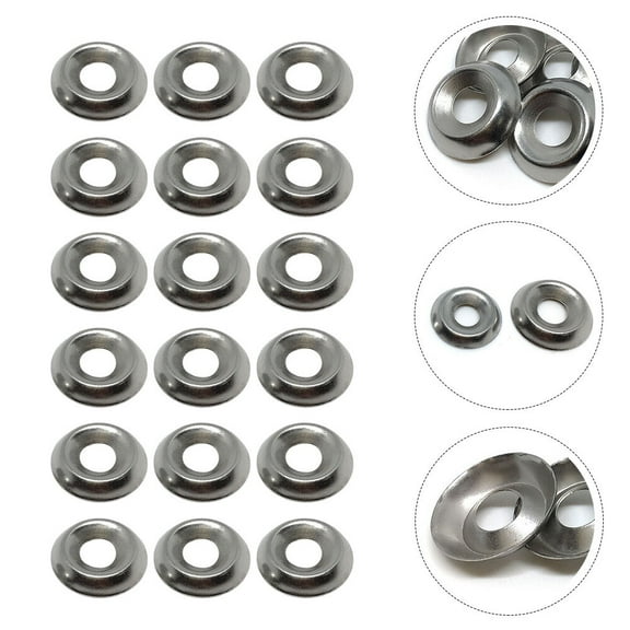 LEORX 100 Pcs Type Stainless Steel Washer Fixing Gaskets 1.30X1.30X0.25CM Silver