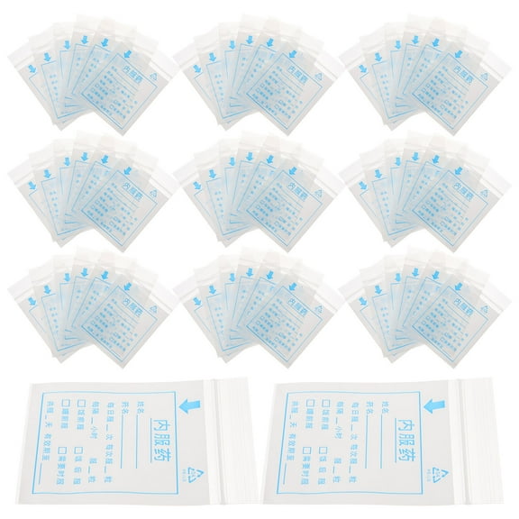 LEORX 100Pack Small Resealable Plastic Bags Multi Function For Medicine Packaging 3.54X2.36In