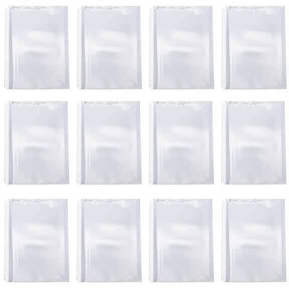 LEORX 100Pcs Binder Clear Sleeves Transparent Plastic Page Pockets for Students Personal Use