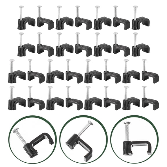 LEORX 100Pcs J Hooks Clamps Black Steel Cable Holding Fixing Tools