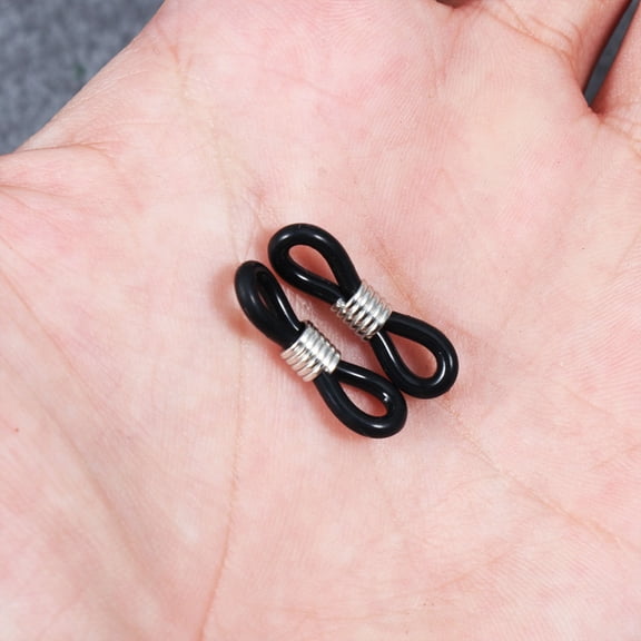 LEORX 100Pcs Silicone Eyeglass Chain Fixing Ring Black Adjustable Non Slip Accessory