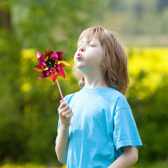 LEORX 100Pcs Garden Pinwheels Assorted Color Windmill Shape Plastic Toy for Children's Toy