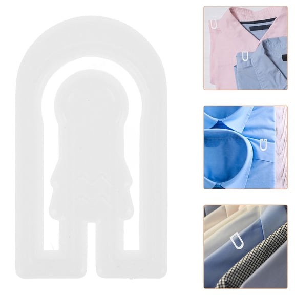LEORX 100Pcs Reusable Shirt Folding Clips White Plastic Clothes Fixing Tools for Shirt Neckline
