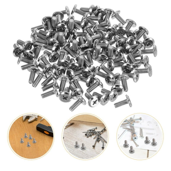 LEORX Versatile Cabinet Screws Carbon Steel Nickel Plated for Home Projects 100Pcs