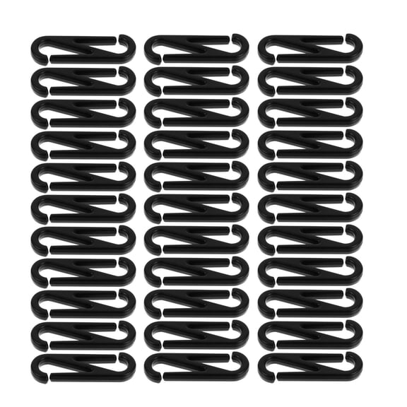 LEORX Hook Accessories S-Shaped Plastic Snap Clips for Lanyards and Storage Black 100Pcs