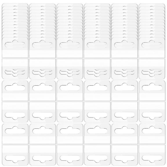 LEORX 100Pcs Retail Display Clear Self Adhesive Hanging Tabs with Plastic Slot for Pegboard