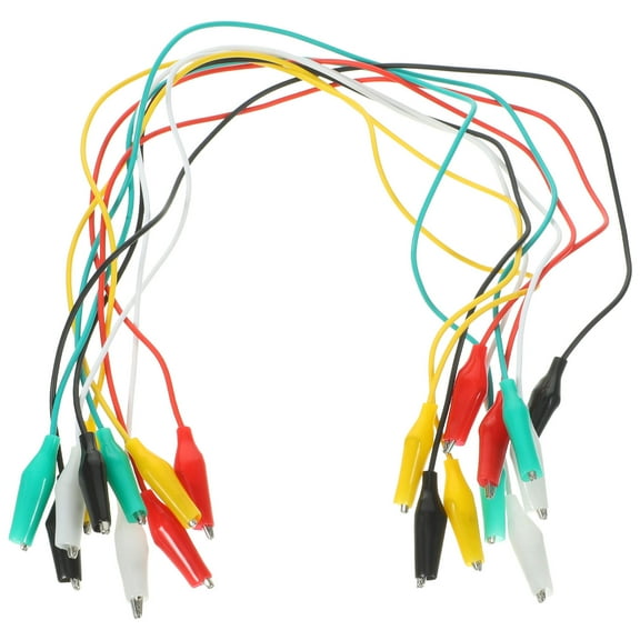 LEORX 10Pcs Electrical Test Leads with PVC Insulated Alligator Clips Color Coded