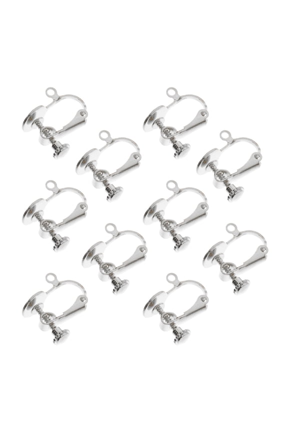 10Pack Silver Clip On Earring Adaptor Plastic for No Piercing Required and DIY