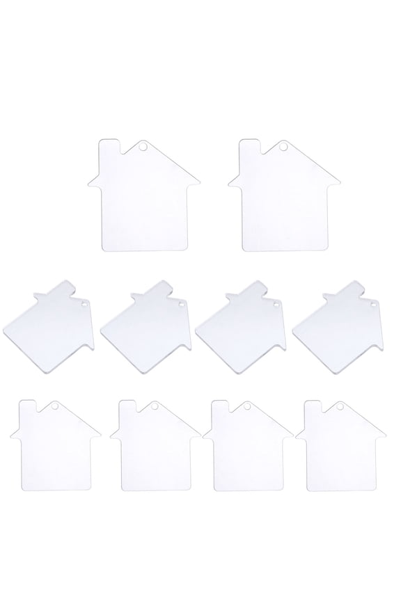 10Pcs House Keychain Blanks Clear Acrylic Pendants