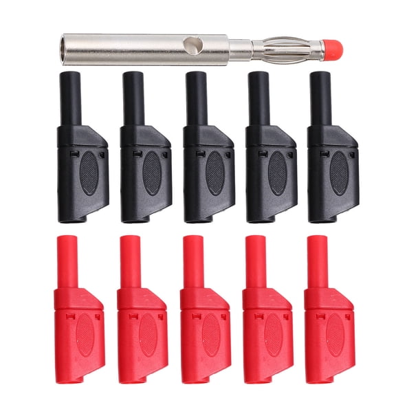 LEORX Nylon Copper Banana Plug Connectors, Black, for Machine, Durable, 10Pcs