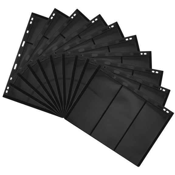 LEORX Album Inner Sheets Black Pet 10Pcs 3Rows 9Hole Page For Stamp Collectors Organization