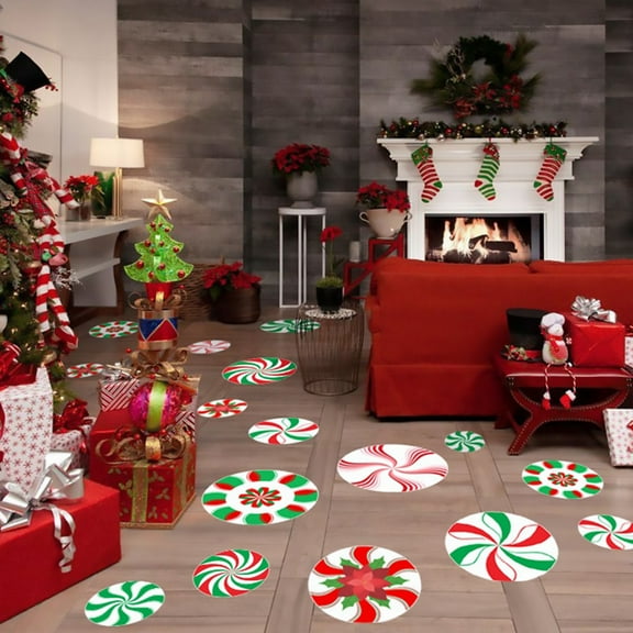 LEORX 10Pcs Candy Wall Decals Assorted Color PVC Decorative Floor Stickers for People Celebrating Christmas