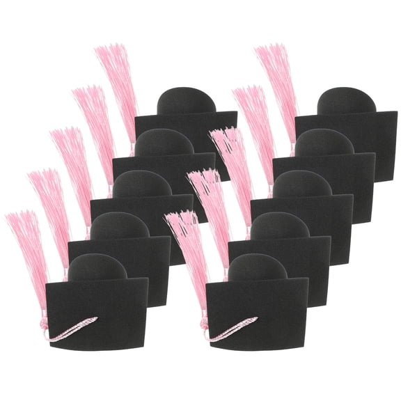 LEORX 10Pcs Congrats Grad Graduate Cap Centerpieces Paper Black for Graduation Ceremony