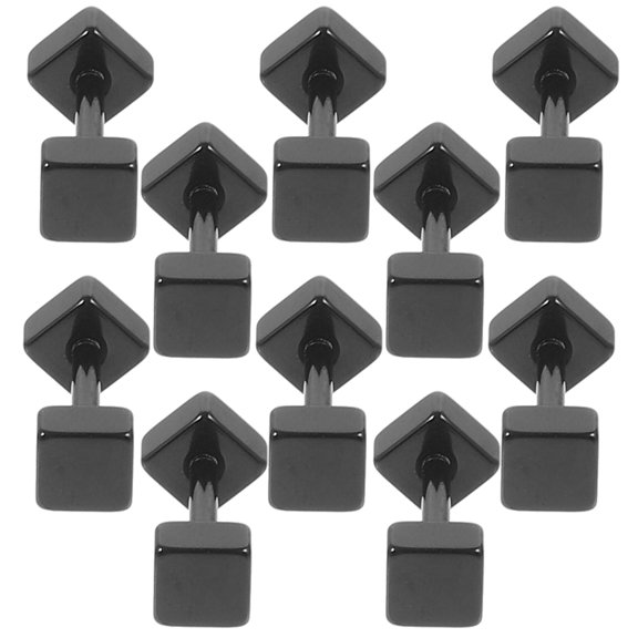 LEORX 10Pcs Dumbbell Earrings for Men Small Earring Studs Black Titanium Steel Trendy Fashion Statement
