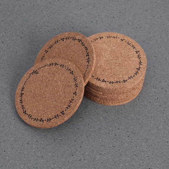 LEORX 10Pcs Heat Resistant Coaster for Kitchen Insulation Pad Cork Wood Bamboo Round Simple Design for Guests Hosts