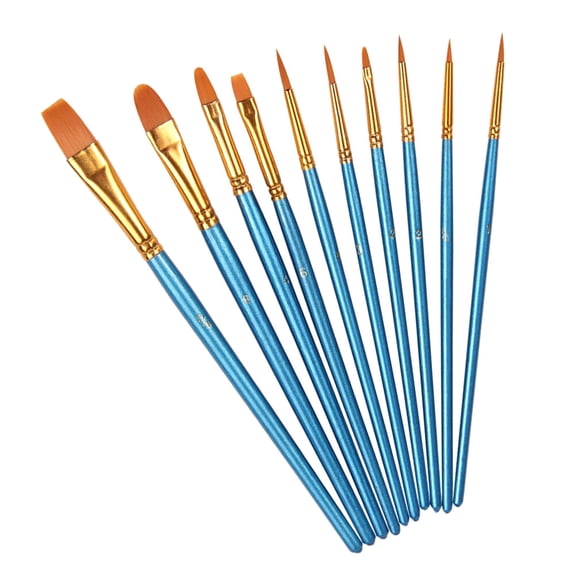LEORX 10Pcs Oil Painting Brushes Paint Brushes Set Blue Synthetic Material Flat Brush for Art Classes Studio Use