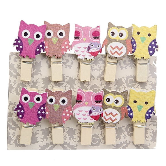 LEORX 10Pcs Small Owl Clips Owl Pattern Pins with Assorted Color for Game Favors
