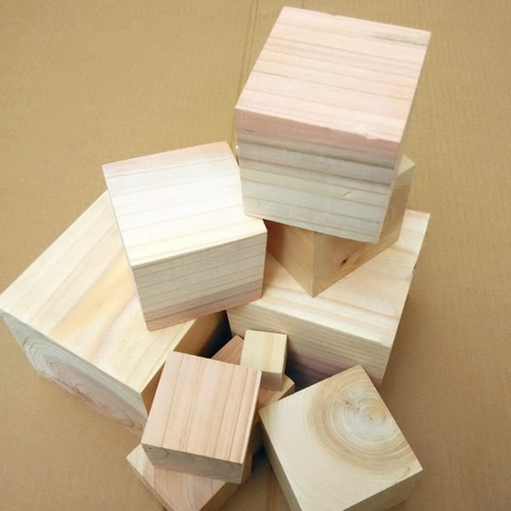 LEORX 10Pcs Pine Wood Blocks for Decoration in Beige 20mm x 20mm x 20mm