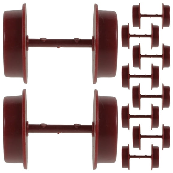 LEORX Plastic Toy Train Wheels Dark Red 10Pcs 1.4X1.0X1.0In