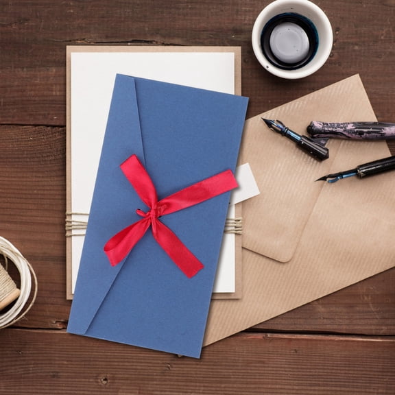 LEORX 10Pcs Small Envelopes Kraft Paper Blue Simple Ceremonial Events