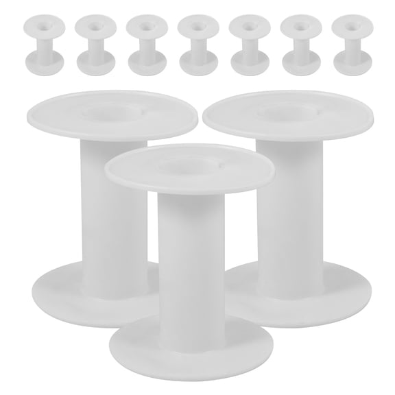 LEORX 10Pcs Plastic Empty Spools for Craft Thread Wire Weaving Bobbins White Cord Organizer