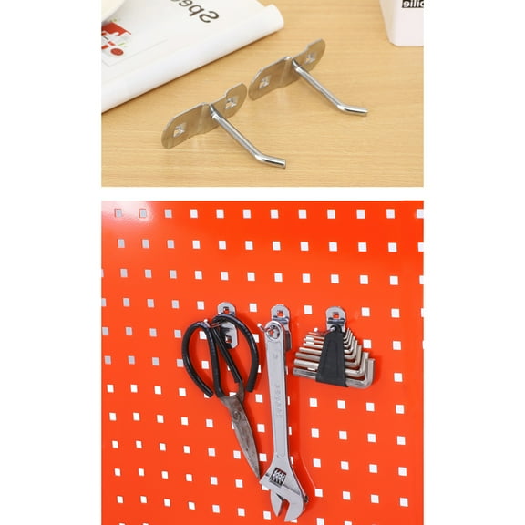 LEORX 10Set Clip On Hooks Iron Storage Solution Tool Hooks for Workshop Use Silver