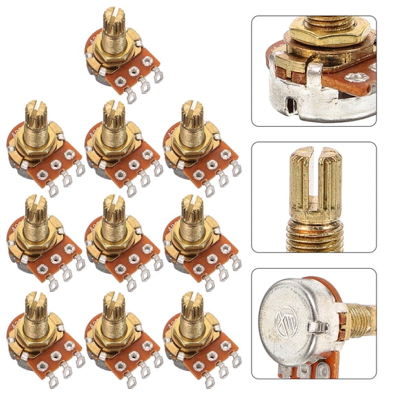 LEORX 10Pcs 250k Guitar Potentiometers Gold Color for Guitar Parts and Easy Installation Use
