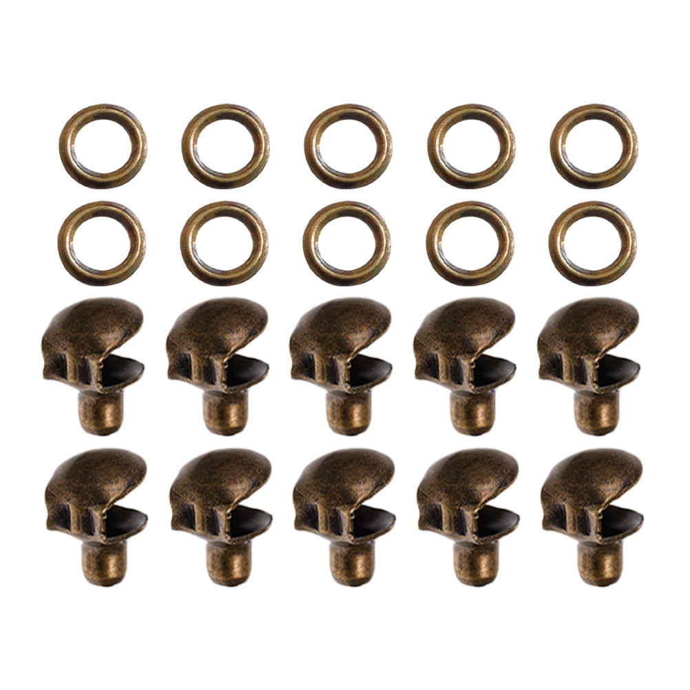 Safety Boot Rivets LEORX 10pcs Alloy Boot Lace Hooks Dark Brown for Mountaineering Shoes ...