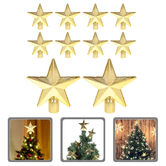 LEORX 10pcs Christmas Star Treetop Decoration Plastic for Christmas Tree Hosts
