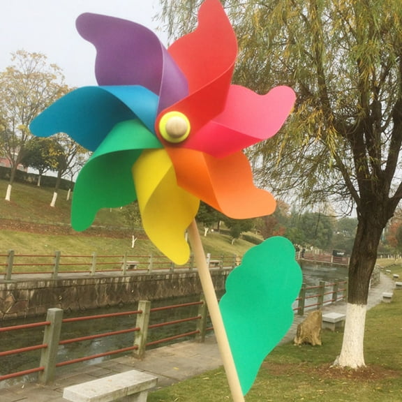 LEORX 10pcs Colorful Wind Kids Pinwheel Toys for Outdoor Indoor Play Assorted Color Plastic
