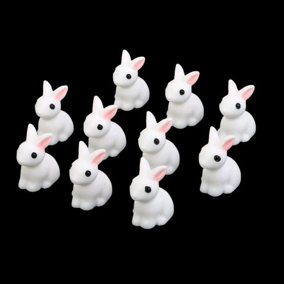 LEORX 10pcs Little White Rabbit Ornaments Bunny Topiaries Rabbit Figurine Decor