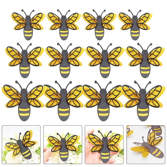 LEORX 12 Pcs Bee Decor Sticker Paper Wall Decoration Classroom Decor Removable