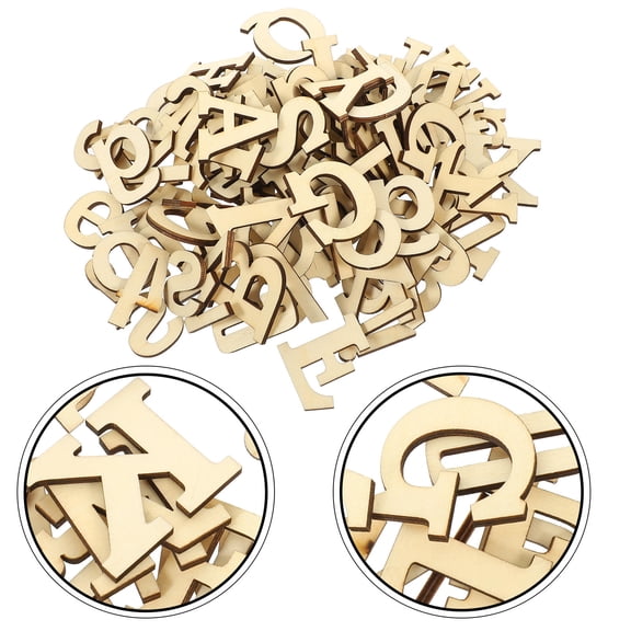 LEORX 124Pack Wooden Letters Letter Shape Decor Khaki Simple Design for Home Decor and Office Use