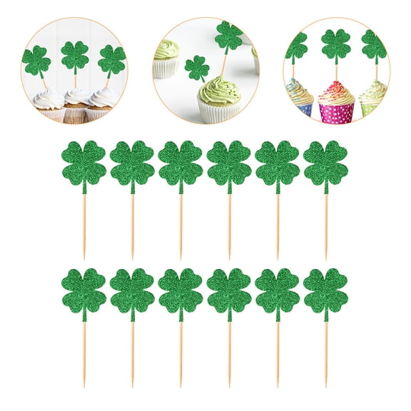 LEORX Green Patrick's Day Cake Topper Party Cake Decor Synthetic Material for Decoration 12 Pieces