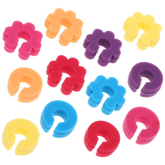 LEORX 12Pcs Assorted Color Wine Glass Label C-Shape For Party And Gathering Party Cup Markers