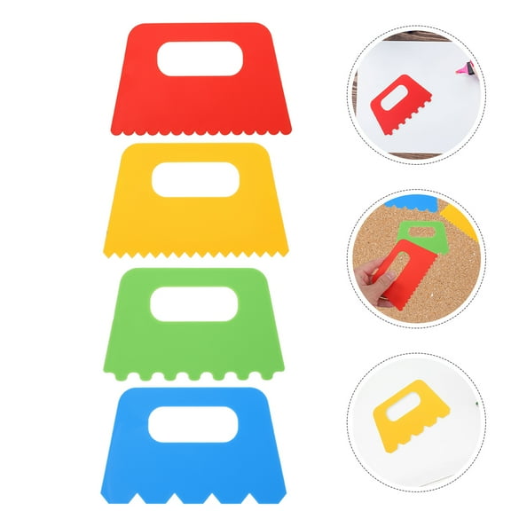 LEORX 12Pcs Paint Scrapper for Childrens Art Projects Assorted Color Flat Craft Tool