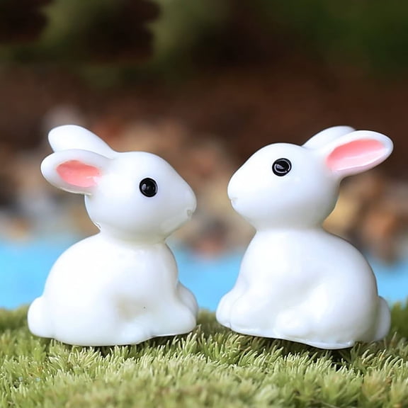 LEORX 12Pcs White Resin Animals Bunnies Decor For House And Desktop Use