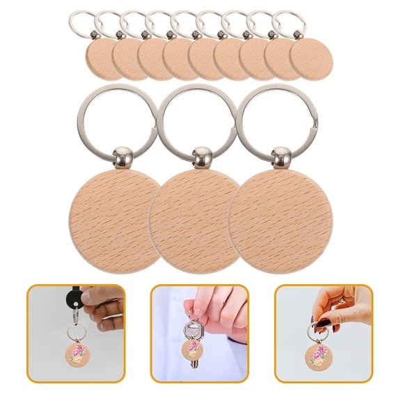 LEORX 12Set Engraving Keychain Blanks Beech Alloy Rectangular For Diy Makers Christmas