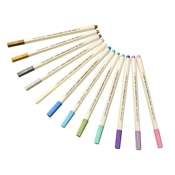 LEORX 12pcs Colors Metallic Paint Pens Glitter Markers For Scrapbooking Diy Crafts Writing For Adults Present Ready