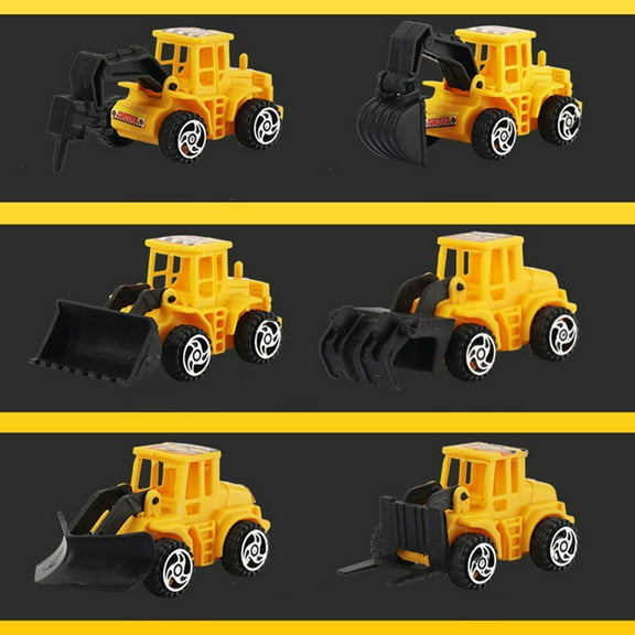 LEORX 12pcs Construction Vehicle Toys Yellow ABS for Kids Birthday Events