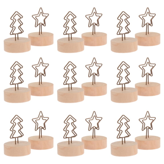 LEORX 12pcs Menu Memo Note Paper Holder Memo Clips Wood Coffee for Office Use Co-workers