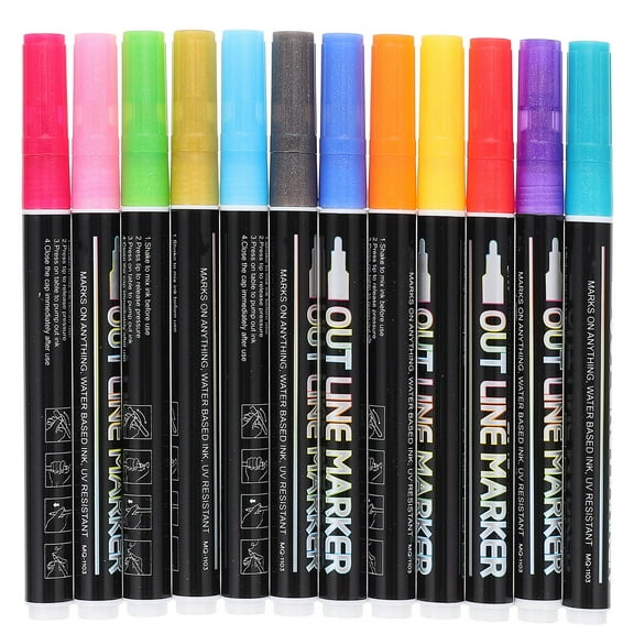LEORX 12pcs Portable Art Marker Pens Fluorescent Paint Markers For Diy Projects Suitable For More Durable Material