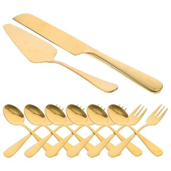 LEORX 14Pcs Stainless Serving Utensils Set for Cutting and Serving and Restaurant