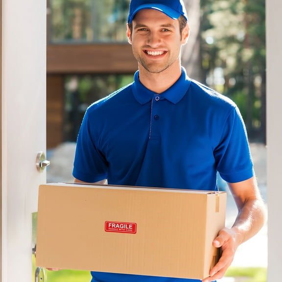 LEORX 150Pcs Handle with Care Sticker Red Packing Warning Label