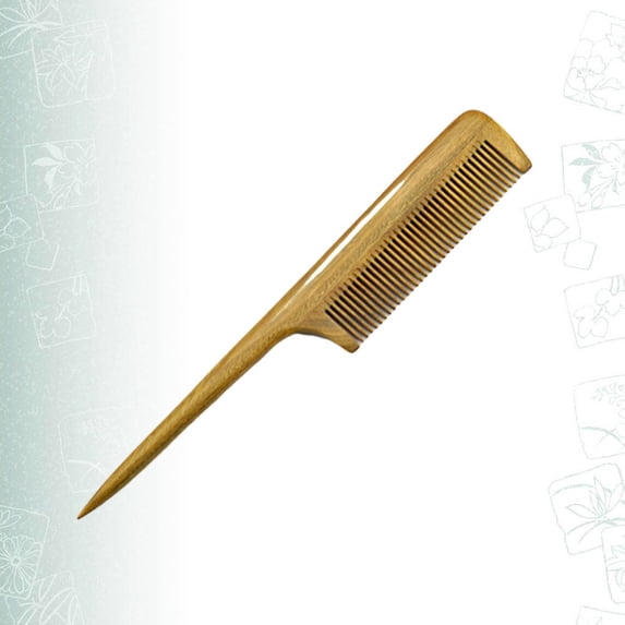 LEORX 15Pack Wooden Hair Comb Scalp Massage Protection Long Handle Pointed Tail Green 8.3x1.3x0.3in