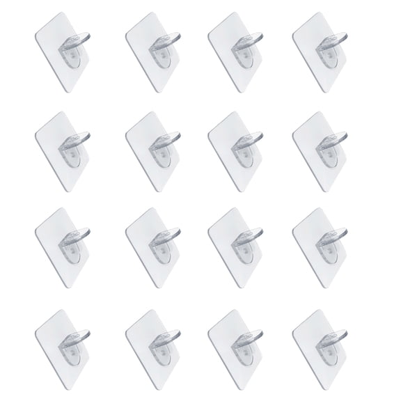 LEORX 16Pcs Clear Wardrobe Partition Pegs Punch Free Shelf Brackets with Heavy Bearing for Home