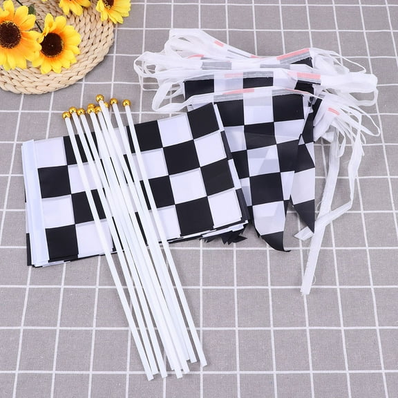 LEORX 16pcs Car Racing Banner Black for Racing Theme Party Supplies General Users Indoor Outdoor Events